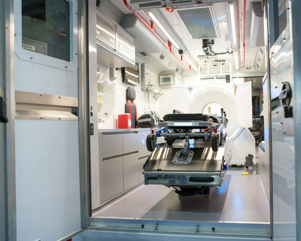 Close-up-of-the-interior-of-furnished-mobile-stroke-unit-with-medical-equipment.