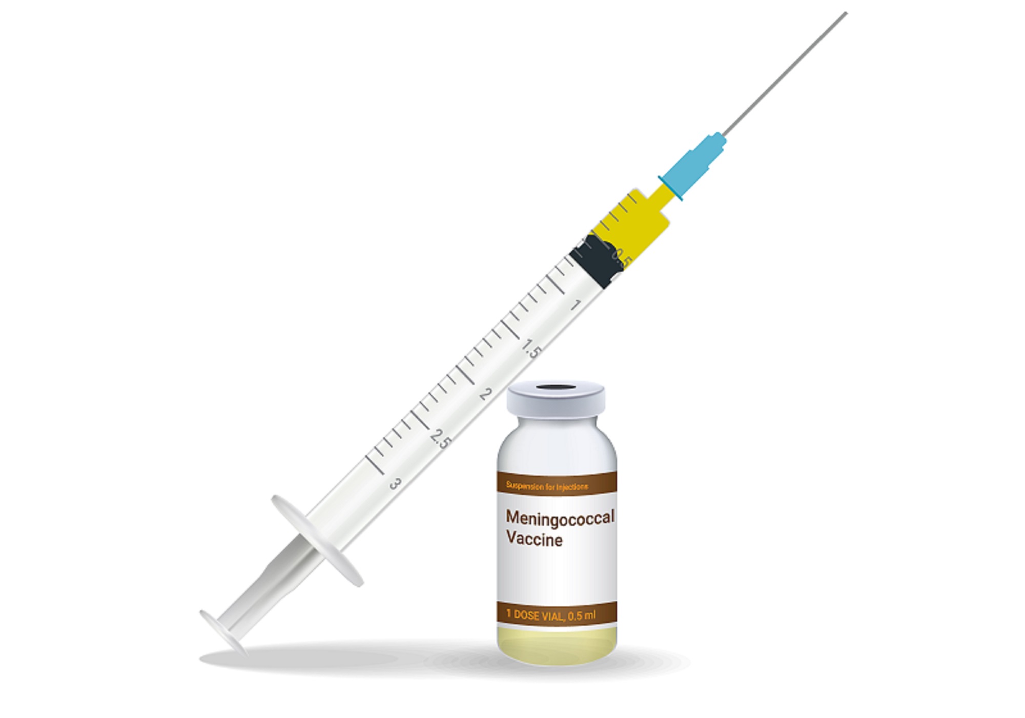 Meningococcal Vaccine Syringe With Yellow Vaccine