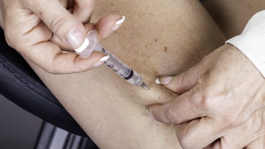 Self injection in leg