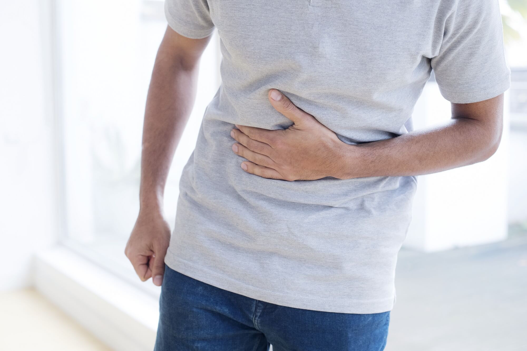 man with stomach pain